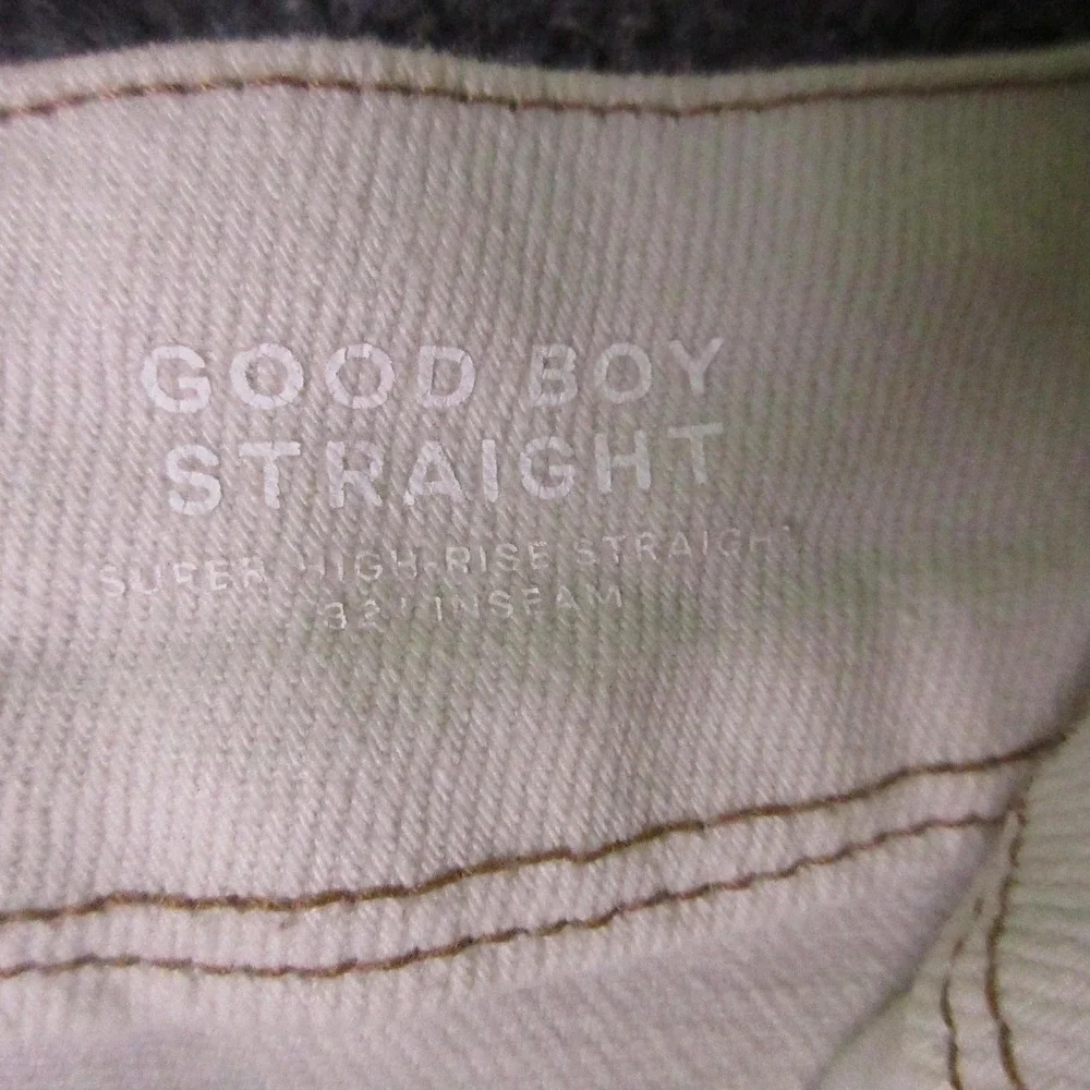 Good American Good Boy Straight Jeans Womens 4 Beige Light Wash Slit Hem Denim